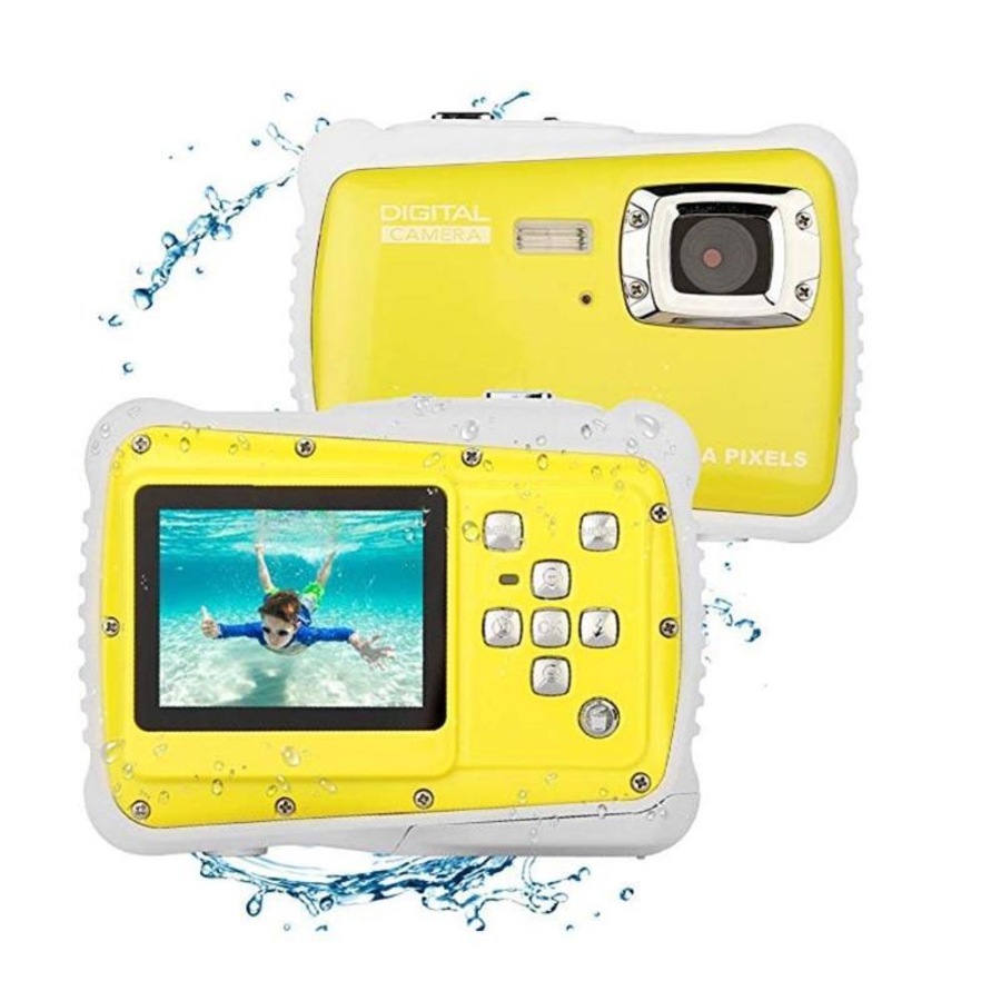 Catzon Kids Camera + SD Card 3M Waterproof 2.0 Inch LCD Screen 12MP HD Underwater Camera Yellow