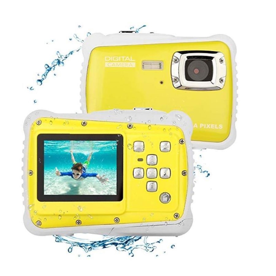 Catzon Kids Camera + SD Card 3M Waterproof 2.0 Inch LCD Screen 12MP HD Underwater Camera Yellow