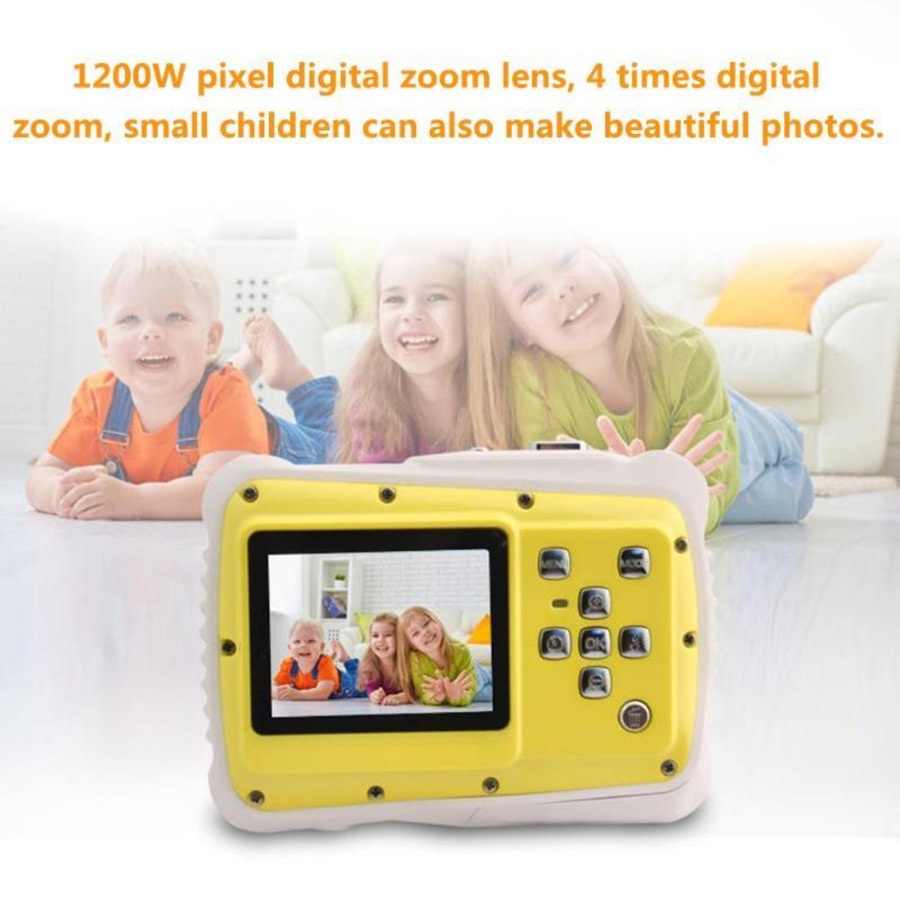 Catzon Kids Camera + SD Card 3M Waterproof 2.0 Inch LCD Screen 12MP HD Underwater Camera Yellow