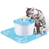 Catzon Pet Automatic Electric Water Dispenser 1.6 Liter Flower Design Pet Fountain Ultra Quiet Pump Replaceable Filter-Blue