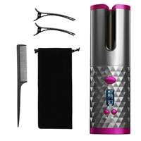 LCD Cordless Hair Curler Auto Rotating Wireless Hair Waver Curling Iron Ceramic