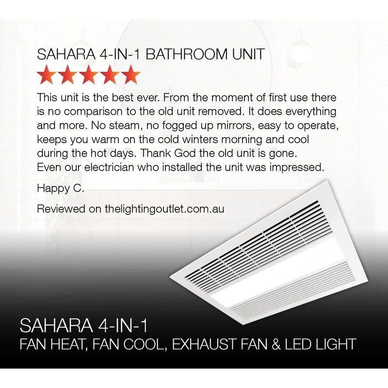 Buy 380m³/hr Ventair Sahara 4 in 1 Heat/Cool Exhaust Fan w/ LED Light in  Black or White - MyDeal