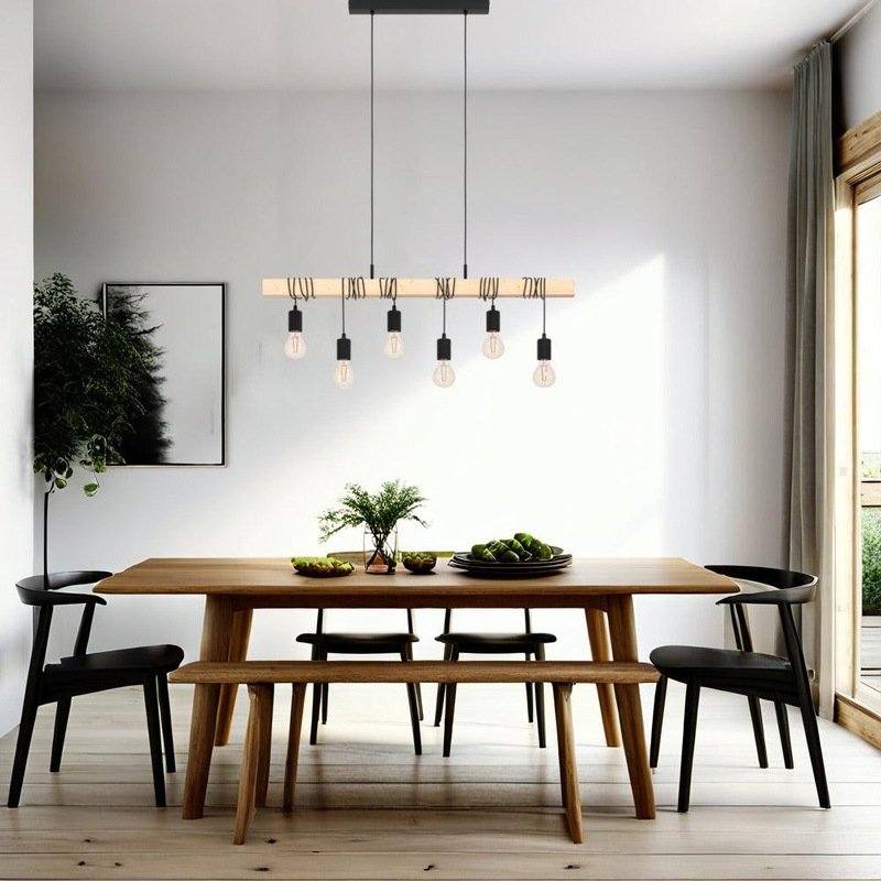 Buy Townshend Ultra Modern Timber Pendant Light 6 Light MyDeal