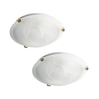 Alabaster Glass Ceiling Light Small/Large R7s in Brass/Chrome Superlux Lighting - CLS8508, CLL8508