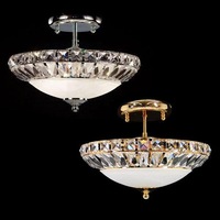 Asfour Crystal 3Lt Close to Ceiling (CTC) Light in Chrome or Gold