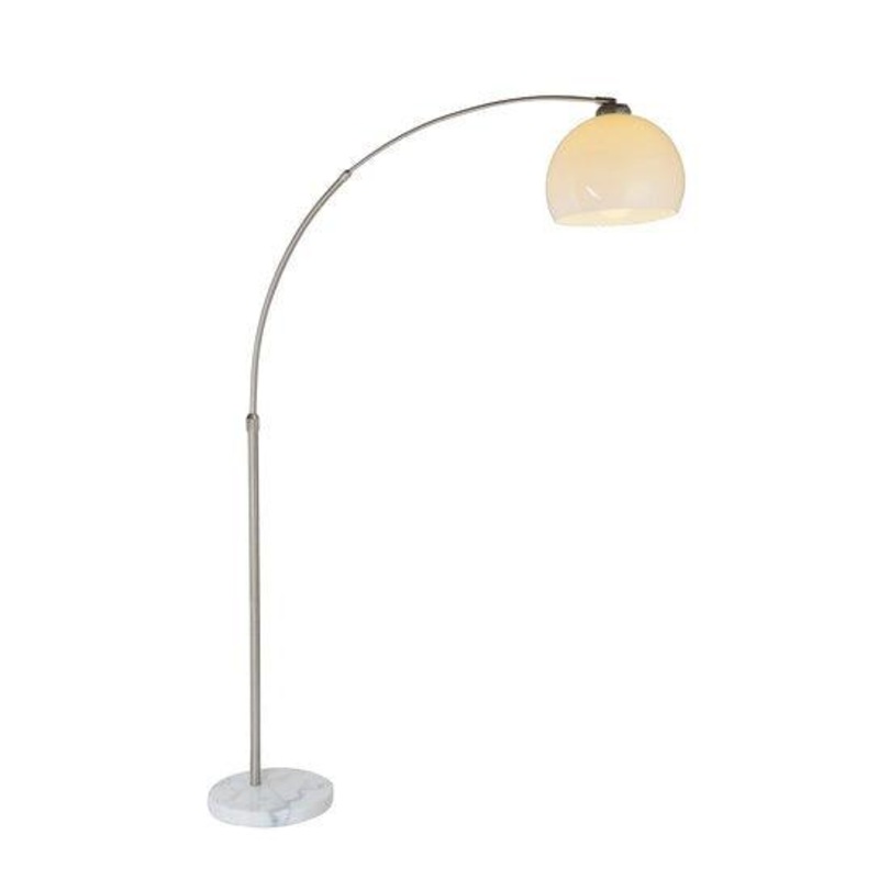 Buy Brielle Arc Marble Floor Lamp - Satin Chrome, White PVC Shade ...