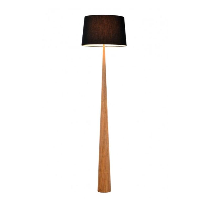 Bior Floor Lamp E27 in Wood w/ Black Fabric Shade She Lights - F703