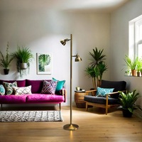 Traditional Double Adjustable Head Floor Lamp in Antique Brass or Nickel
