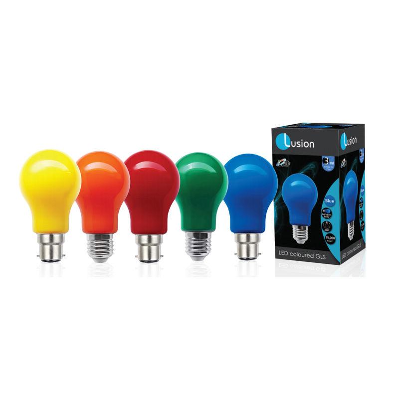 3w LED E27, B22 A60 Globe Red, Blue, Green, Orange, Yellow 20700~20709