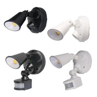 Defender Exterior LED Security Light Single 10w Tri Colour in Matt Black/White