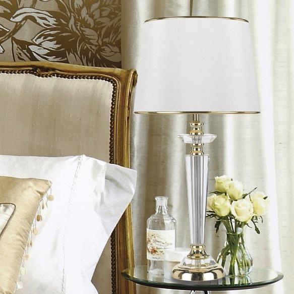 Contemporary Crystal Table Lamp in Chrome or Gold