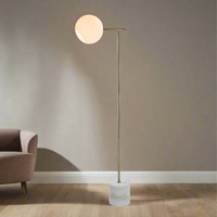 Brooklyn Elegant Marble Floor Lamp - Gold, Glass Shade, 1270mm High, PL0019