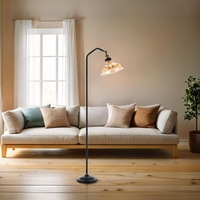Hertel Floor Lamp with Flexible Head in Amber Glass
