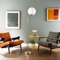 Marilyn Floor Lamp in Aged Brass Metal w/ Frost Glass Shade