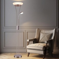 Quinn Elegant LED Mother and Child Floor Lamp - Black/Brass/Chrome, Glass Shade, 1800mm High, PL0023