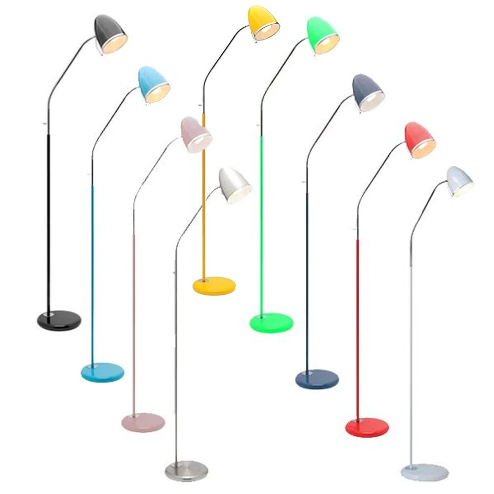 Sara LED Floor Lamp In Red, Black, Mint, White, Blue, Navy, Brushed Chrome, Blush or Yellow