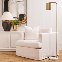 Snapper Floor Lamp in Brushed Brass / White Marble 12095