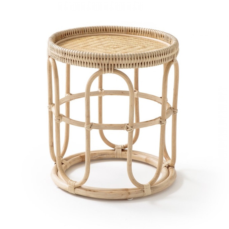 Breeze Viera D45 Natural Rattan Tray Top Side Table Bedside - Show Home 