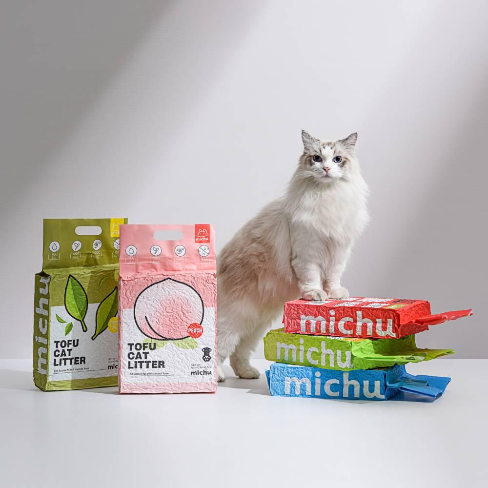 Michu Tofu Cat Litter Gen3 6L- Dust-Free and Natural Clumping Tofu-Based Formula for Easy Cleanup