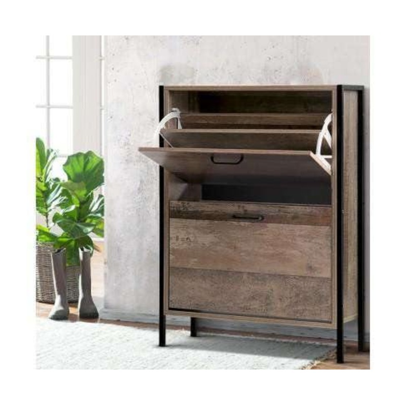 Artiss 12 Pair Wooden Vintage Shoe Rack Storage Cabinet - Wood main image 1