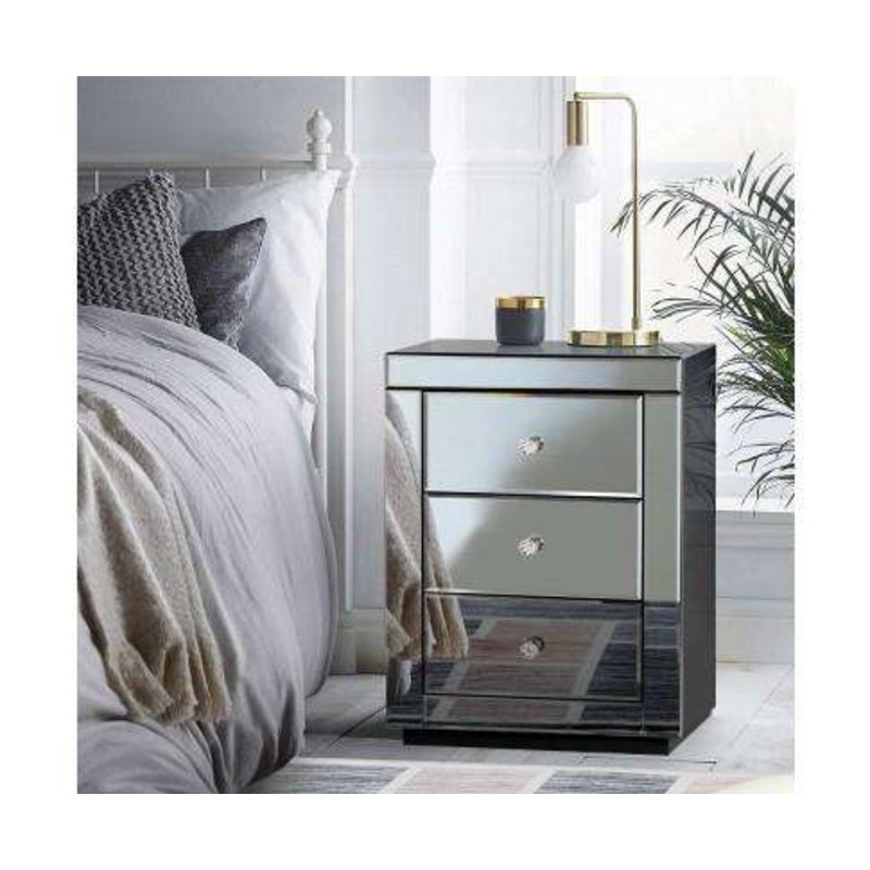 Buy Mirrored Bedside Table Grey MyDeal