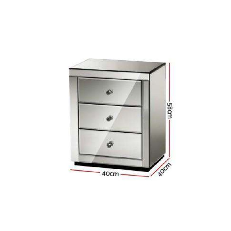 Buy Mirrored Bedside Table Grey MyDeal
