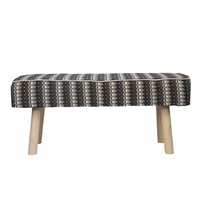 Ava Upholstered Bench Set WHT/BLK