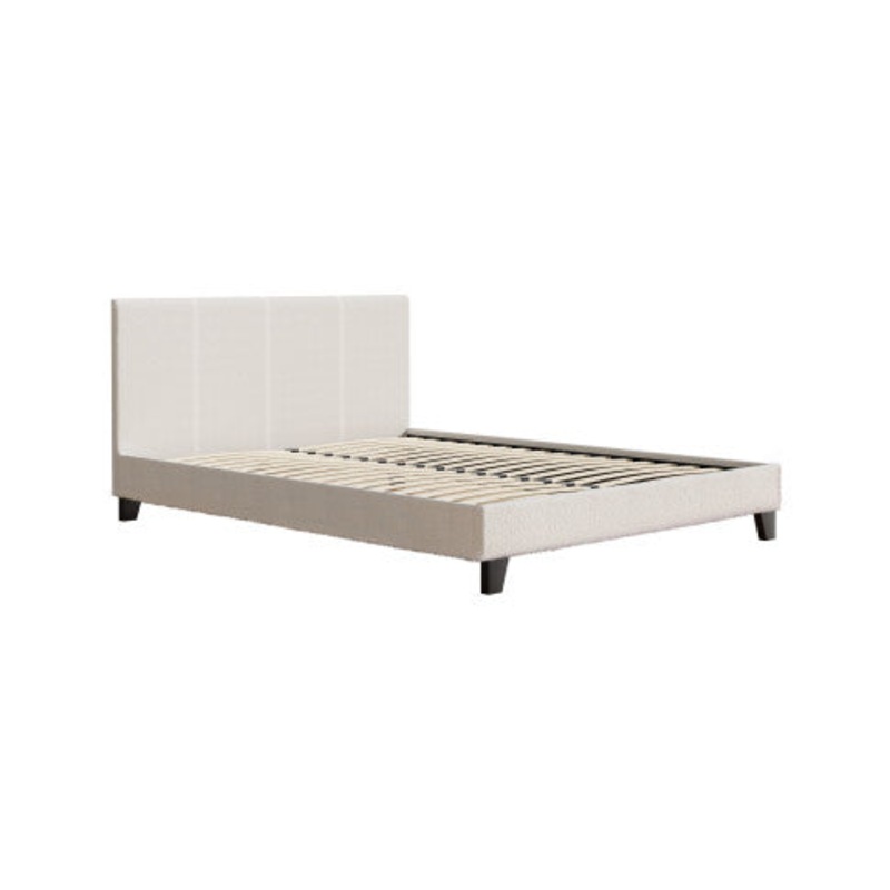 Buy Bed Frame Boucle Fabric Mattress Base Platform Wooden - MyDeal