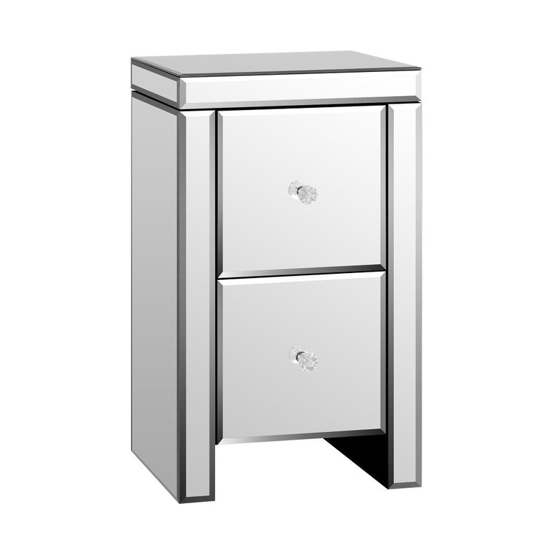 Buy Bedside Table, 2 Drawers Mirrored Nightstand Bedroom Storage