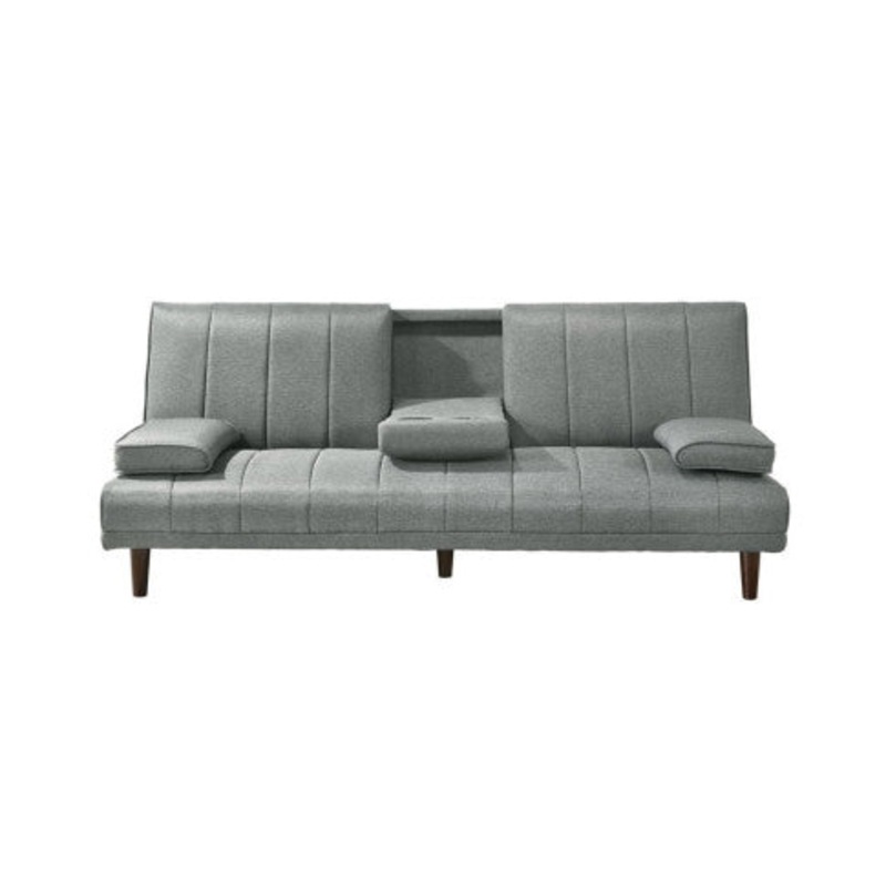 Buy Fabric Sofa Bed with Cup Holder 3 Seater Lounge Couch Light Grey