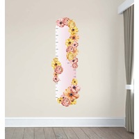 Floral Height Chart Australian Design Hand Painted Peel & Stick, Removable Wall Decal. Nursery, Kids Playroom, Kids Teens Bedroom