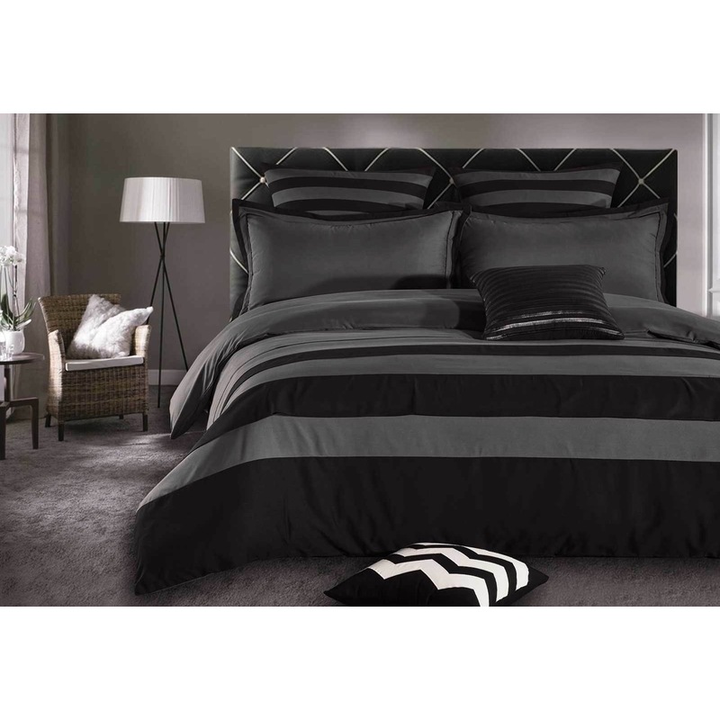 Buy Luxton Lena Black White Striped Quilt Cover Set MyDeal