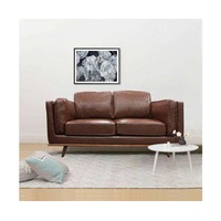 Leatherette Brown York Sofa 2 Seater