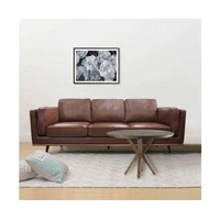 Stylish Leatherette Brown York Sofa 3 Seater