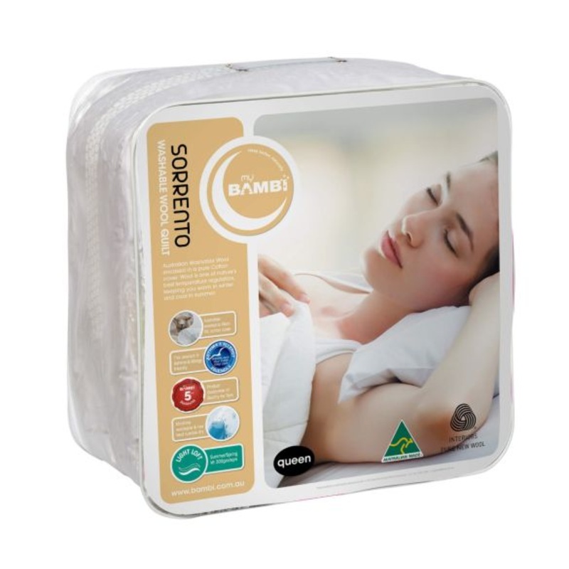 Buy My Bambi Sorrento WOOL 300 GSM Quilt LIGHT LOFT MyDeal
