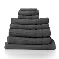 Royal Comfort Eden Cotton 600GSM Luxury Bath Towels Set - 8 PEICE SET - GRANITE