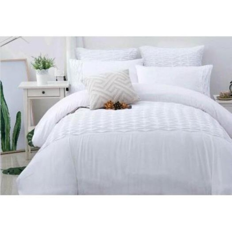Buy White Weave Pintuck Quilt Cover Set MyDeal