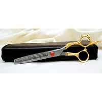 Ovial Camel- 24KT Gold Plated Professional Thinning Barber Scissor 8"