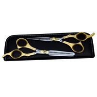 Ovial Carved - 24Kt Gold Plated Thinning & Trimming Scissors Set 6.5"