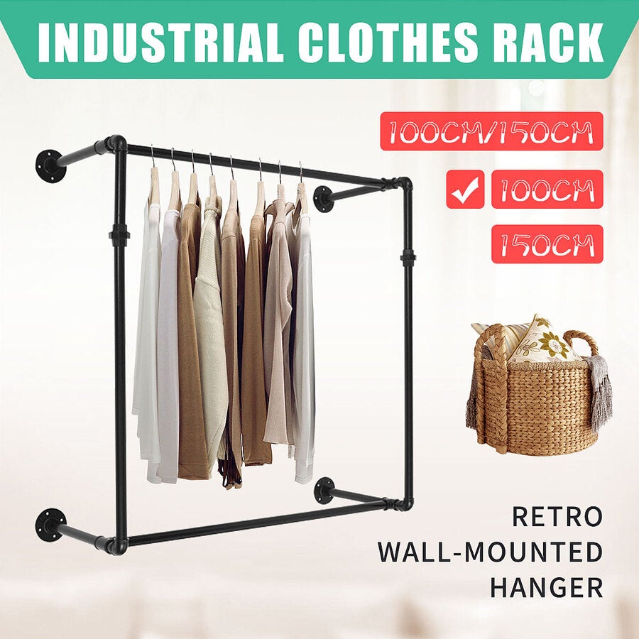 Wall Mounted Iron Cloth Hanger Rack Garment Rail Bracket Hanging Hanger ...