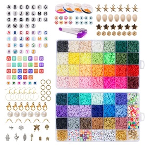 Clay Beads Bracelet Making Kit, Flat Preppy Beads for Friendship Bracelets, Polymer Clay Beads with Charms for Jewelry Making, Crafts Gifts