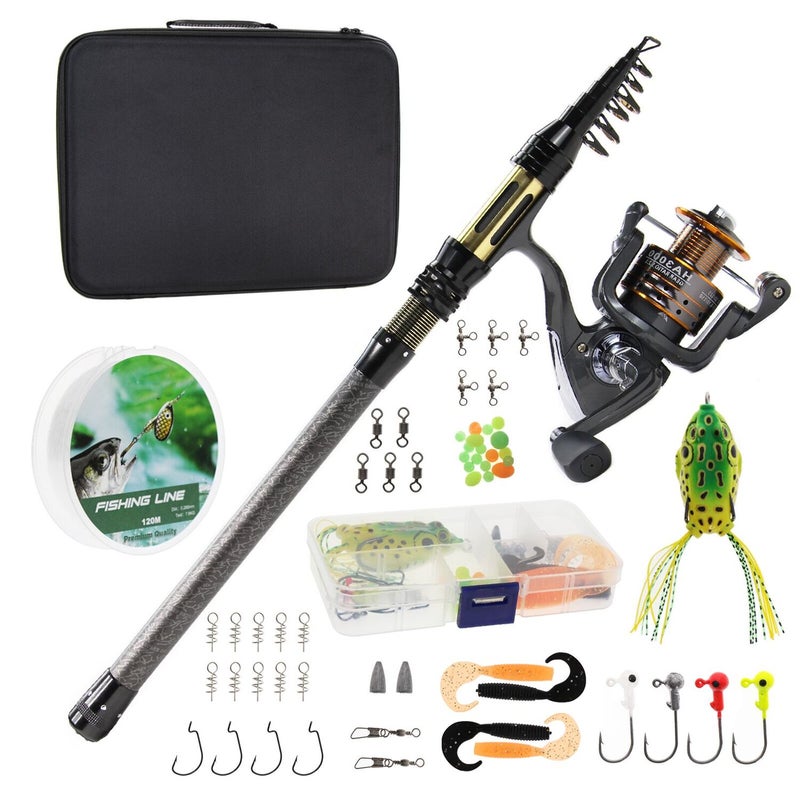 Buy Fishing Rod Reel Combo Kit Carbon Telescopic Rod Lure Carrier