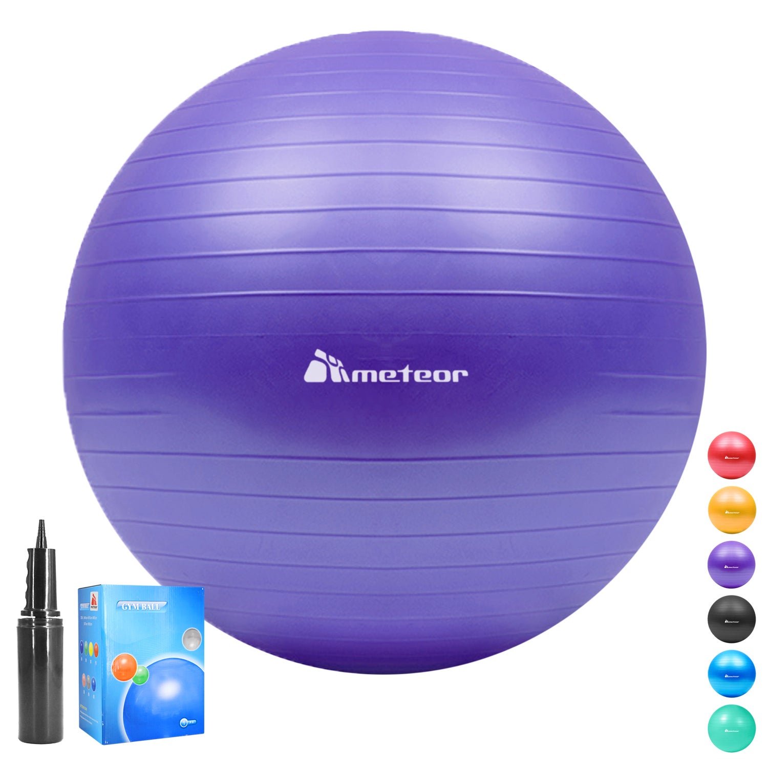 METEOR 55cm Anti-Burst Swiss Ball with Pump Yoga Pilates Rehab (Yellow)