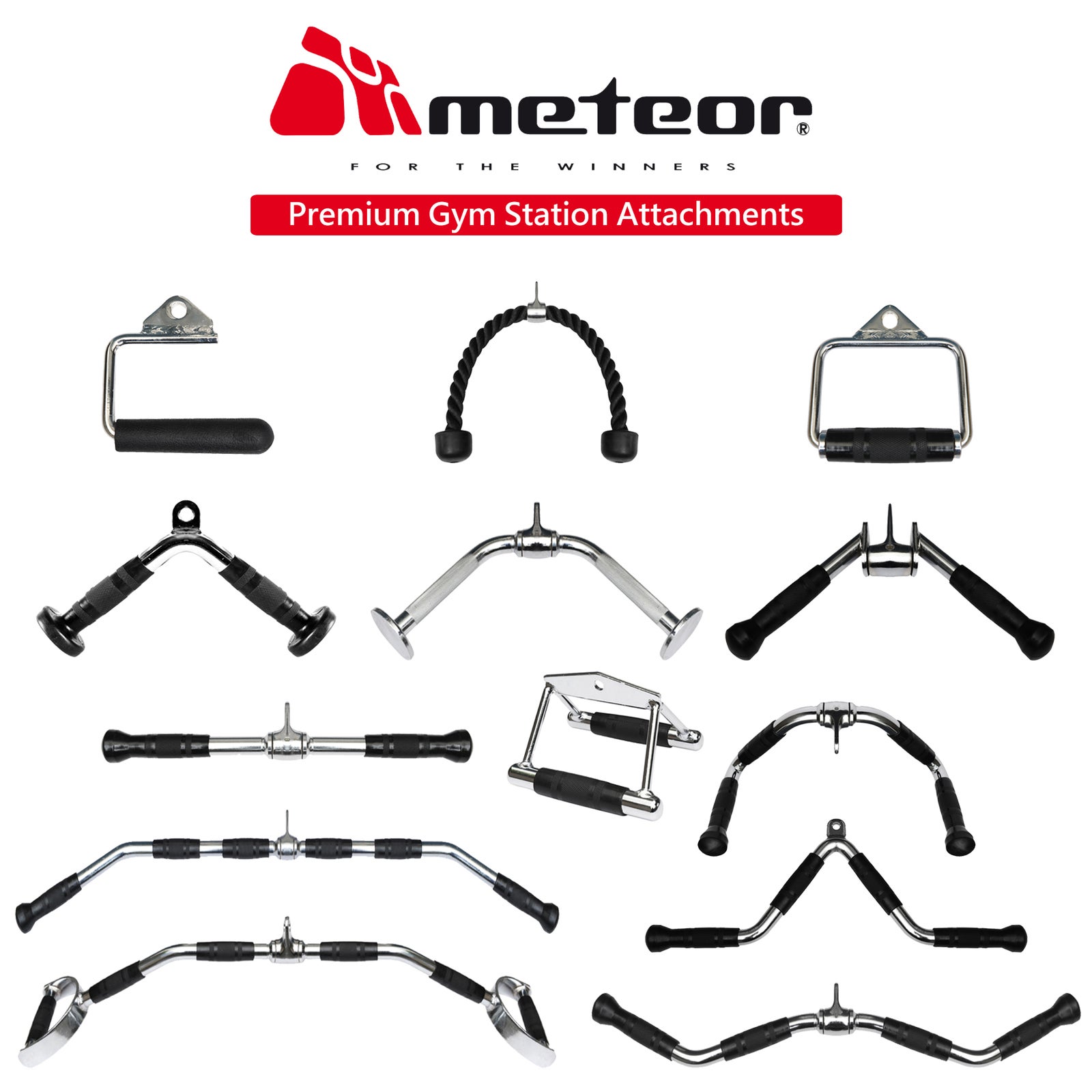 METEOR Essential Cable Pully Attachments,Exercise Machine Attachment,Gym Station Accessories