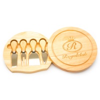 Royalclub Round Folding Cheese Board Set with 4 Knives