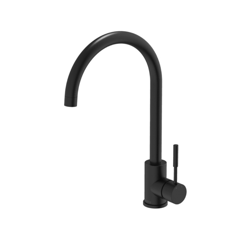 Buy Abey Gareth Ashton Gooseneck Sink Mixer Matte Black KTA029B MyDeal