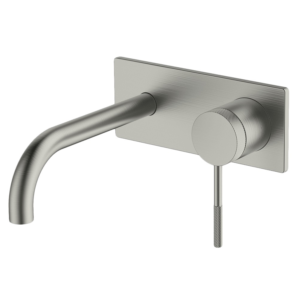 Buy Abey Poco Knurled Wall Bath/Basin Set 165mm Brushed Nickel 6B-WS165 ...