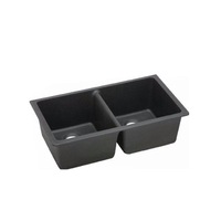 Arete Stone Kitchen Sink Black Granite Quartz Under Mount Double Bowls 838x476x241mm OX8347.KS