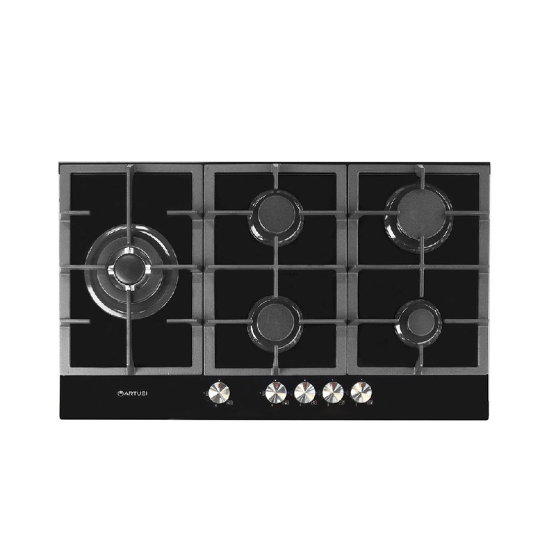 Buy Artusi Cooktop 90cm 5 Burner Gas Hob Glass Black CAGH9000B MyDeal