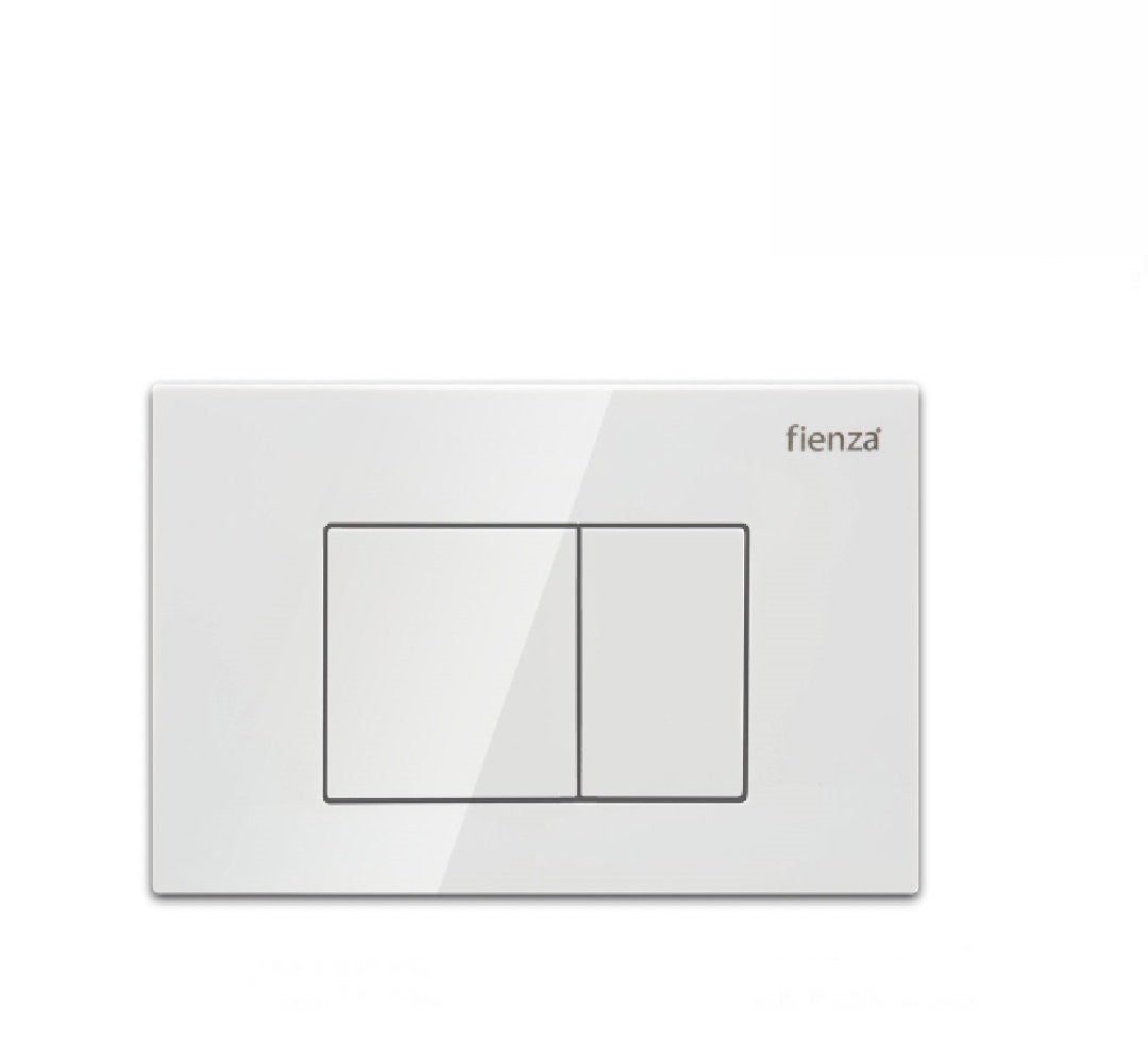 Fienza Flush Plate Gloss White Square Button JB60W